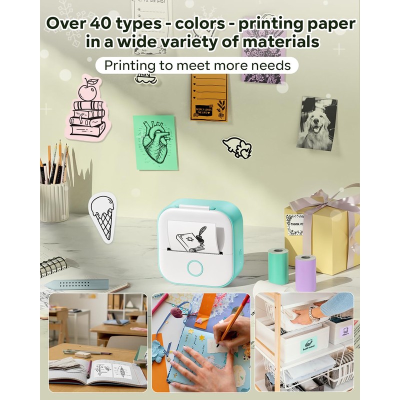 Phomemo T02 Sticker Printer with 3 Rolls Paper- Mini Printer