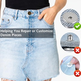 17 Pieces Buttons for Jeans Adjustable Reusable Trouser Tightener (8 Pieces Buttons, 8 Thread Rivets and 1 Screwdriver)