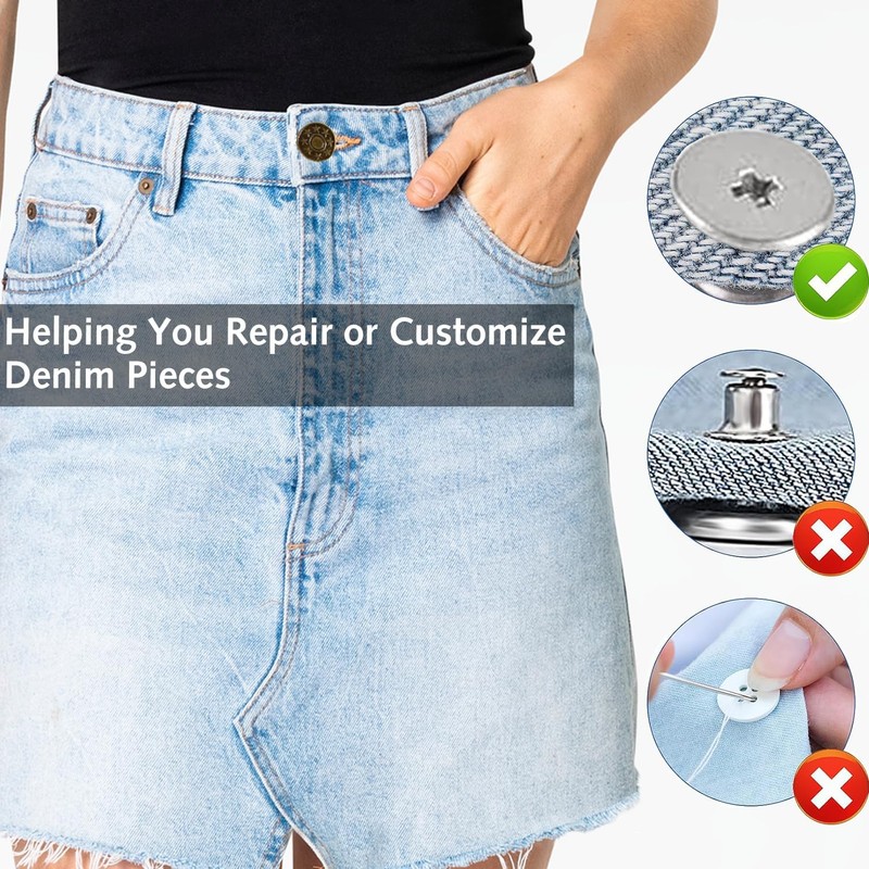 17 Pieces Buttons for Jeans Adjustable Reusable Trouser Tightener (8