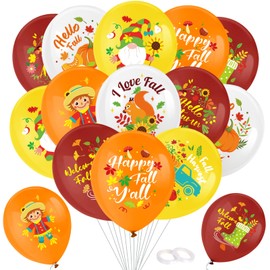 HOWAF 32pcs Fall Balloons, Fall Party Decoration, Happy Fall Y'all Latex Balloons for Thanksgiving Party Supplies, Hello Autumn Party Balloons, Fall Harvest Themed Balloons for Hello Fall Party Decor