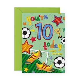 Central 23 Boys 10th Birthday Card - Football Age 10 - Ten Year Old Son Birthday Card - Happy 10th Birthday Card for Kids - Gifts for Him - Grandson Godson