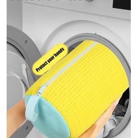 2 Pack Shoe Washing Machine Bag Shoe Trainer Washing Machine Bag Mesh Laundry Bags Shoe Bags for Travel Reusable Shoe Cleaning Bag for All Shoe Sizes (Yellow)
