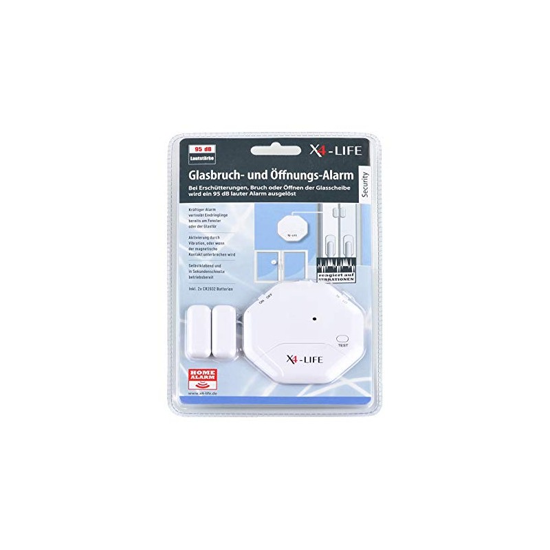 X4-Life 701331 Security Glass Break and Contact Alarm