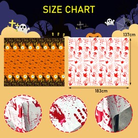 MLPKOI 2Pack Halloween Party Table Cloth, Scary Dinner Table Cover Bloody Apron Halloween Decoration for Kids Baby Shower Birthday Halloween Themed Party Decorations