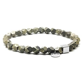 Nato Cuff - Pyrite Faceted Beads Bracelet Semi-Precious Stones Stainless Steel Men's Jewellery Women's Jewellery Handmade in France, Gemstone, Iron Pyrite