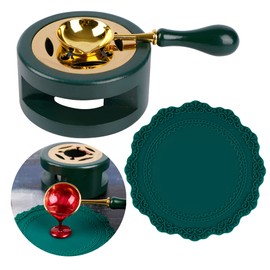 LSYGXYZ Wax Seal Kit Furnace with Spoon and Silicone Pad for Melting Wax Seal Beads or Sticks, Green