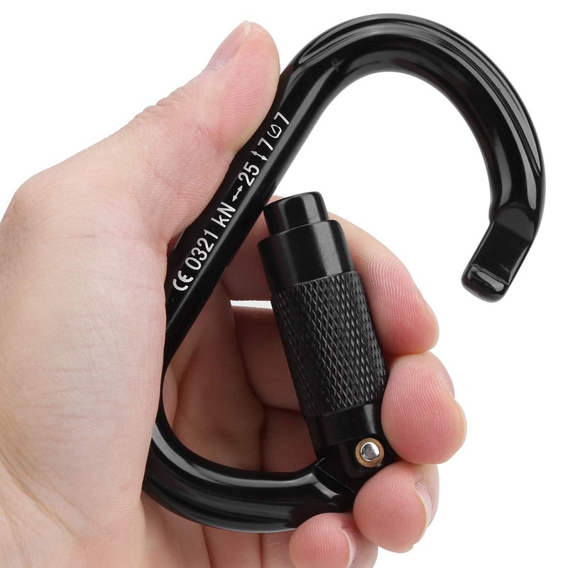 Hilitand OXAD02 Aluminum O Shaped Carabiner with Safety Ring, Breaking