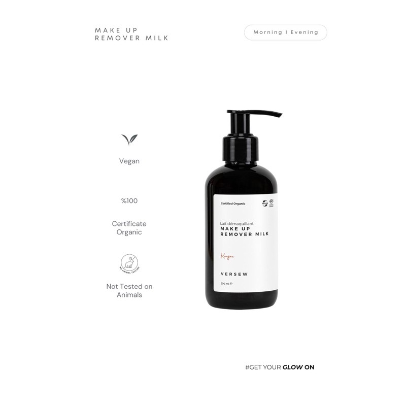 Versew Organic Vegan Moisturising Facial Cleanser, Makeup Remover, Daily Use,