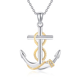 VENACOLY Anchor Necklace Sterling Silver Nautical Pendant Mother's Day Jewellery for Women Mum