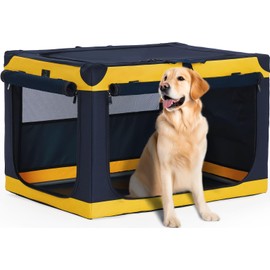 A4Pet Collapsible Dog Crate, Travel Dog Crate - Lightweight, Durable and Portable Dog Crate with 3-Door, Adjustable Stainless Steel Frame, Soft Dog Crate, Travel Dog Kennel