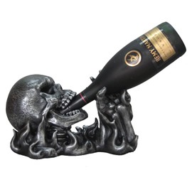 DWK Gargle of Wine Skeleton Skull in Flames Decorative Wine Bottle Holder Kitchen