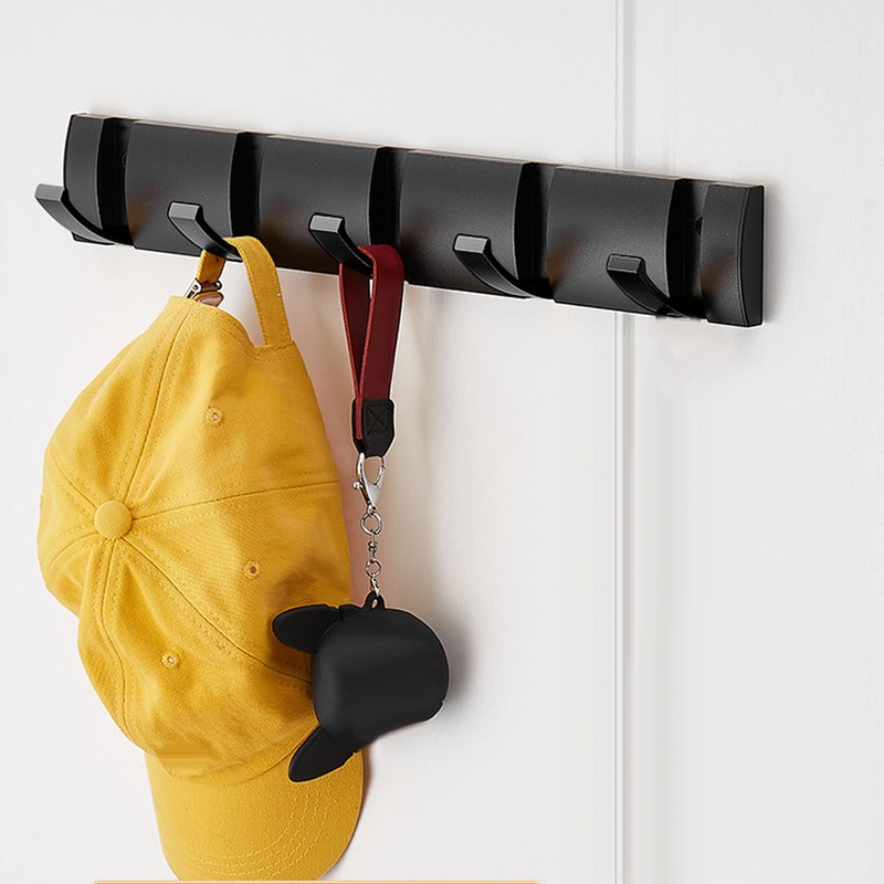 Thickened Invisible Hook 5 Hook Wall Mounted Coat Rack Folding