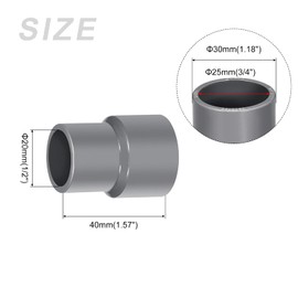 METALLIXITY Duct Reducer, (1/2 to 3/4 Inches) 2Pcs, PVC Pipe Increaser DWV Reducing Coupling - for Water Supplies Build, DIY, Garden Shelf Greenhouse, Gray