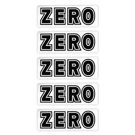 Zero Skateboard Stickers Bold Logo Clear/Black 6.5" x 2.25" 5-Pack