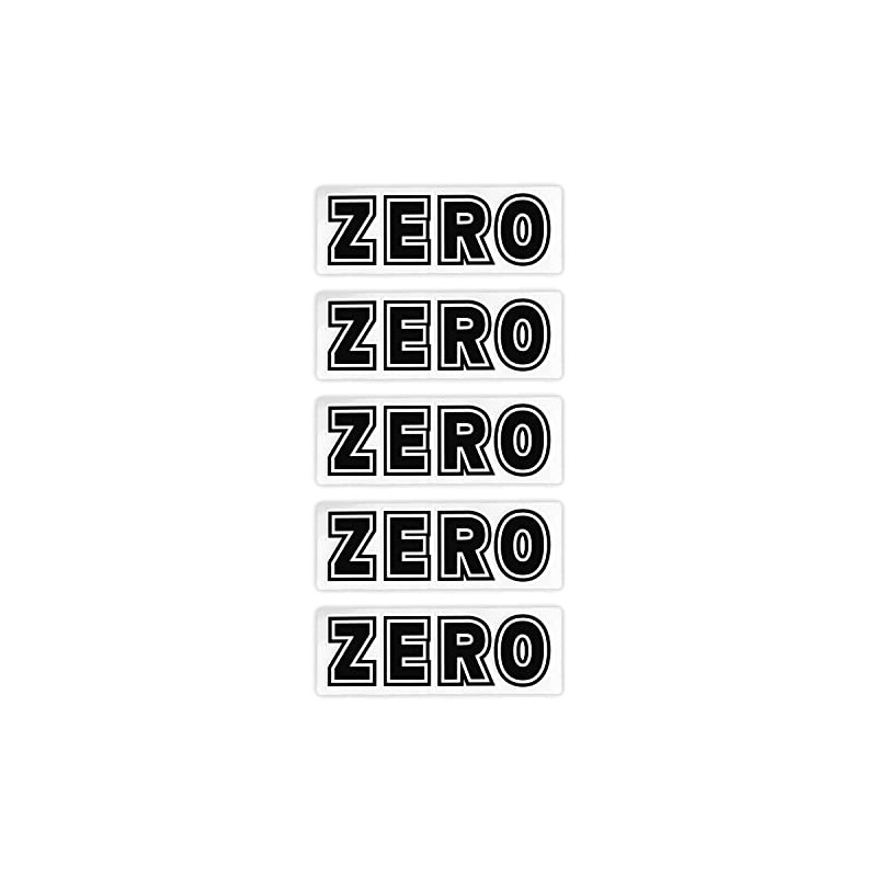 Zero Skateboard Stickers Bold Logo Clear/Black 6.5" x 2.25" 5-Pack