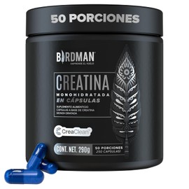 BIRDMAN Creatina Monohidratada de Alta Pureza en Cpsulas  Pre Workout y Post Workout  Sin Cafena  Sin Gluten  Sin Azcar  Sin Sabor  50 Porciones  250 
