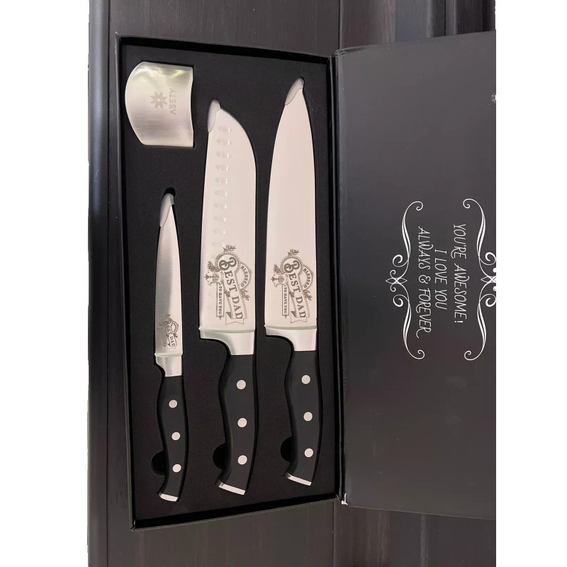 ASETY Knife Set, 3 PCS Kitchen Knife Set with Built-in