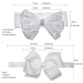 Nishine 2 Pack Baptism White Newborn Bowknot Headbands Baby Christening Hair Bows Headwrap Toddler Hairband (Bowknot -2 pack)