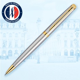 Waterman Hémisphère Ballpoint Pen | Stainless Steel with Gold Trim | Medium Point | Blue Ink Gift Box
