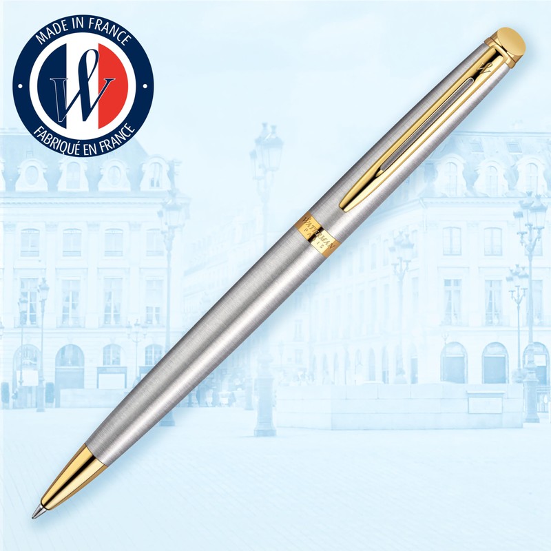 Waterman Hémisphère Ballpoint Pen | Stainless Steel with Gold Trim