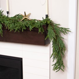 72" Norfolk Pine Garland - 6 Ft Faux Green Garland with 150 Tips, Realistic Norfolk Christmas Garland for Mantel, Dining Table, Staircase, Home Indoor Outdoor Christmas Decorations