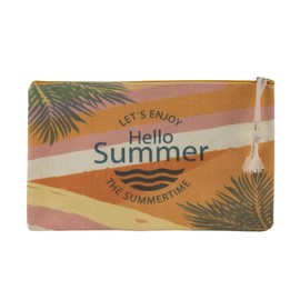 Vinsani Cotton Polyester Makeup Bag Cosmetic Pouch Portable Toiletry Bag Organizer Pencil Case for Travel School Office Festival Birthday - Sunset