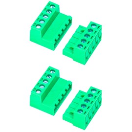 Tcenofoxy 2 Set 5.08mm 5 Pin Male & Female Phoenix Type Connector No Soldering Green PCB Screw Terminal Block 5 Pole