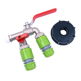 Hsthe Sea IBC Tank Adapter IBC Tote Tank Drain Adpater S60X6 IBC Tap Fitting with Double Tap Outlet Valve and Double 12mm Garden Hose Quick Connector Quick Hose Fitting