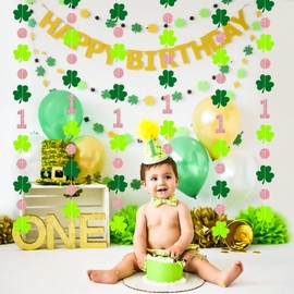 Lucky one Birthday Decorations Girl, St. Patricks Day Lucky One Banner Garland for St. Patrick's Day 1st Birthday Decorations for Girl Lucky One 1st Birthday Party St. Patricks Day Decorations