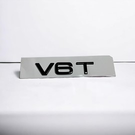 Espectronix - V6T Black Glossy Front Rear Fender Black Emblem Sticker Fit