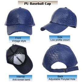 NiceYnn Unisex Baseball Cap Leather Casual Outdoor Sports Golf Visor for Men Women, Pre-Curved Bill Snapback Cap Hip Top Trucker Dad Hat Navyblue