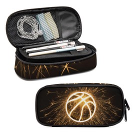 Basketball Pencil Case for Boys – Large Capacity Zipper Pen Pouch with Compartments, School Supplies Organizer for Kids, Sports Stationery Box, Back to School Gift