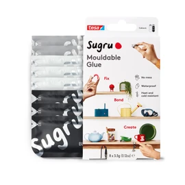 Tesa Sugru Super Glue - Waterproof Wood Glue for Home Improvement & Crafts - Use as a Poster Putty or Silicone Adhesive for Repairing & Bonding - 8 Pack - Black, White & Gray (3.5g/ea)