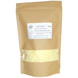 ATTIS Luxurious Bath Salt Soak with Lemon Essential Oil, Magnesium Oil, Himalayan Pink Salt, Kaolin Clay | Vegan | Hand made | Relaxing | Refreshing | Rejuvenating (500g)