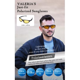 VALERIA Polarised Sports Sunglasses [Wind & Dust Protection] TAC Lenses Hard Case Included TYPE2 (Yellow)