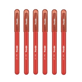 rOtring Gel Rollerball Pens - Medium Point 0.7mm - Rubber Grip - Pack of 6 - Red Ink - Smooth Quick Drying Gel Ink