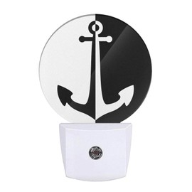 Uanvaha Anchor Night Light Sea Ocean Nautical Anchor Black White LED Dusk to Dawn Night Lamp Auto Sensor for Bedroom Bathroom Hallway Living Room