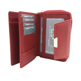 Jockey Club Massala Genuine Leather Women's Wallet Full Grain Soft Cowhide Leather, red, Standard size, coin purse