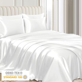 Pamposh Satin Silk Pillowcases For Hair And Skin 2 Pack Standard Size with Envelope Closure (2 Pcs Pillowcases (50 x 75 cm), White)