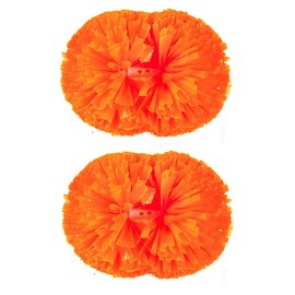 Yurosiay Pack of 2 5 Inch Cheerleading Poms Cheerleader Pompoms Hand Flowers with Handles Colourful Cheerleading Pom Cheerleader Dance Feather for Sports Games Stage Performances Holidays Orange