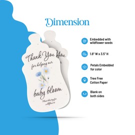 Seed Bloom 5pcs Baby Bottles Plantable Seed Paper Set – Wildflower Seed Paper for Baby Showers, Gender Reveal, and Birthdays (Blue)