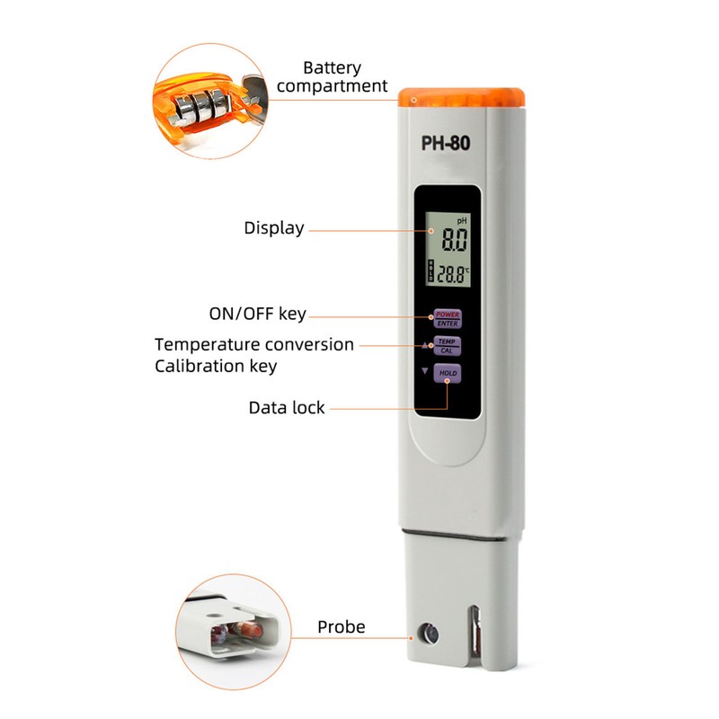 Water Quality Tester 2 in 1 PH Temperature Meter Auto
