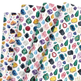 Pineraap Crystal Wrapping Paper 12 Sheets Gemstones Precious Stones Themed Gift Wrap for Gem Lovers,Birthday,Party,20"×28"