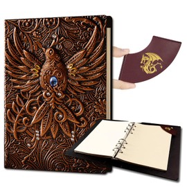 AncientDeer DND Notebook Unique 3D 6 Ring Binder Refillable Diary Notepads Vintage D&D Journal-Ideal for dungeons and dragons,magic the gathering.Great RPG dice set Accessories Gifts for DM & Players