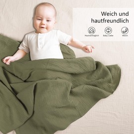 Susurration Baby Swaddling Cloth Muslin Blanket 100% Cotton Thin Breathable Baby Blanket Baby Swaddle Blanket Cloths for Boys and Girls Pack of 2 100 x 100 cm (Dark Green)