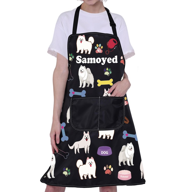 ENSIANTH Samoyed Aprons Samoyed Lover Gifts Samoyed Kitchen Aprons With
