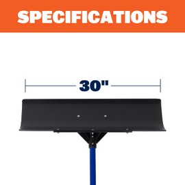 Marshalltown Polar Pusher 30 Inch Snow Pusher Shovel, Lightweight Non-Stick UHMW Makes Plowing Snow Easy, Made in The USA, SNOWP30