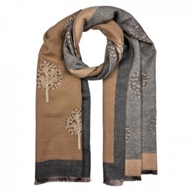 OgLuxe Women Ladies Shawl Wrap Tree Nature Autumn Winter Super Soft CosyCashmere blend Scarf, Mocha, One Size