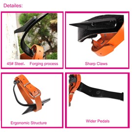 Rohseson Tree Climbing Spikes, Upgraded Tree Climbing Gear with 45# Steel Forging, Height Adjustable Tree Climbing Tool Set with Cowhide Leather, for Logging, Tree surgen, Hunting