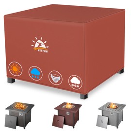 Zettum Fire Pit Cover Square 28 Inch - Outdoor Firepit Cover Heavy Duty & Waterproof, 600D Patio Fire Table Covers Gas Fire Pit Accessories Fit 28" Yaheetech and 28" Ciays Firepit - 28 x 28 x 25 Inch